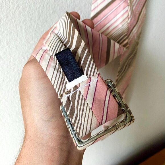 Express y2k 2000s Pink Brown Striped Fabric Belt Women's Large - Picture 4 of 5
